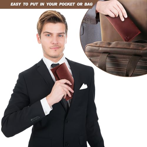 Ringsun Leather Money Cash Envelopes Wallet for Men, Money Bag Pouch Reusable Budget Envelope Wallet, Retro Clutch Wallet, Red - color: Red