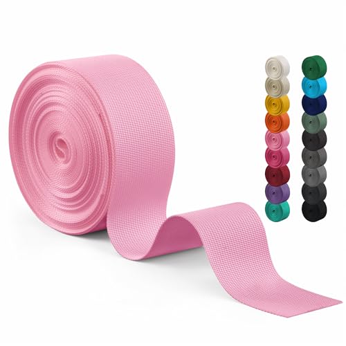 Polyester Webbing Strap 17+Colors – 1"&1.5"&2" – 10 Yards Heavy Duty Webbing Roll, Flat Webbing Strap for Indoor&Outdoor Gear, DIY Crafting, Repairing - color: Light pink, size: 1"-10yards