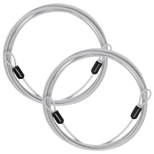 Cable Lock Double Loops 10Ft Long Silver Security Cables, Bike Locks Cables 2.5mm Braided Steel Coated Safety Cable Wire Rope for Luggage, Outdoor, Clothesline (2 Pack) - color: Silver, size: 10Ft (2 Pack)