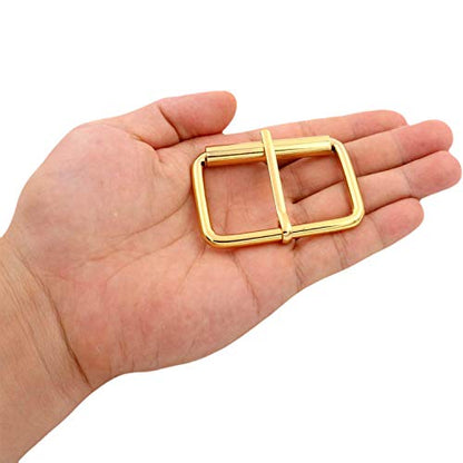 BIKICOCO Roller Buckle, 2 Inches Heel Rolling Bar Buckles for Bags Leather Webbing Straps - color: Gold X 10 Pcs
