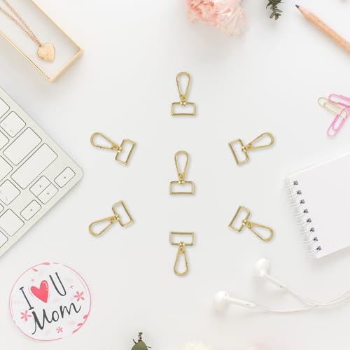 20 Pcs Metal D Ring Swivel Lobster Claw Clasp Snap Hooks Purse Hardware - color: Gold, size: 1 Inch