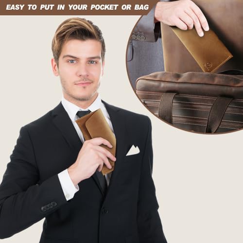 Ringsun Genuine Leather Cash Envelopes, Reusable Budget Envelope, Retro Clutch for Men & Women, Minimalist Wallet, Bourbon Brown - color: Bourbon Brown