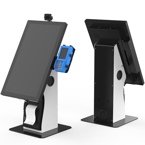 Kiosk Countertop Stand for 21.5" Computer Monitor with Printer Space and Card Reader Holder, All Metal Heavy Duty SF-2205C
