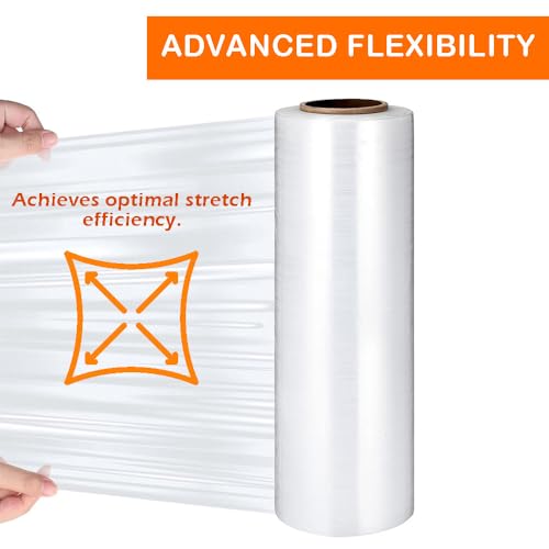1 Roll 18in Stretch Film Wrap 1500ft 80 Gauge Heavy Duty Clear Plastic Roll Industrial Strength Durable Cling Wrap Moving Packing Pallet Wrap Shrink Wrap Roll (1, 1500ft)