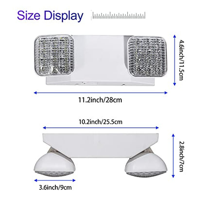 GZRUIYANG LED Emergency Lights with Battery Backup, Commercial Emergency Light Fixtures for Business Home Power Failure Emergency Exit Sign Lighting with 1.0 Meter Plug, Adjustable Square Head - color: White with Plug, size: 1 Pack