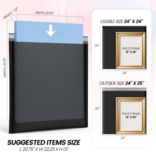 Fuxury Bubble Mailers 24x24" 15 Pack Black Extra Large Padded Envelopes - color: Black, size: 24x24" 15PC