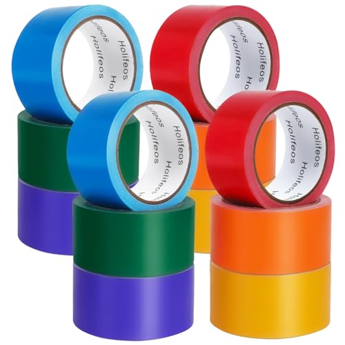 Colored Duct Tape - 12 Rolls (180 Yards Total, 2 Rolls per Color), 2 Inch x 15 Yard Heavy Duty Tape in Yellow, Red, Orange, Blue, Purple, Green and Rainbow Patterns, Waterproof - color: Yellow, Red, Orange, Blue, Purple, Green, size: 2 Inch x 15 Yard - 12