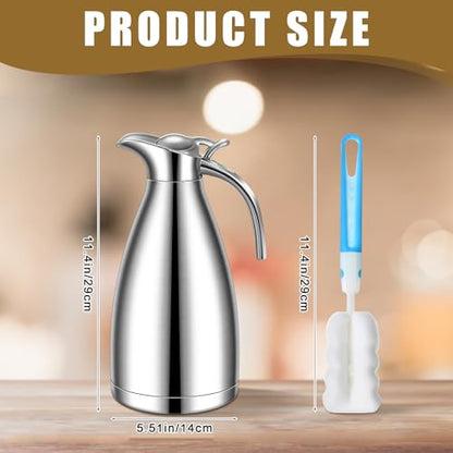 Uiifan 2 Pcs 68oz Thermal Coffee Carafe for Keeping Hot/Cold - color: Black, Silver