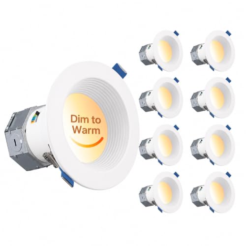 TORCHSTAR 8-Pack 6CCT 4 Inch LED Recessed Light Canless, Dim to Warm, White - color: White-Dim to Warm, size: 4 Inch