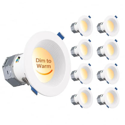 TORCHSTAR 8-Pack 6CCT 4 Inch LED Recessed Light Canless, Dim to Warm, White - color: White-Dim to Warm, size: 4 Inch