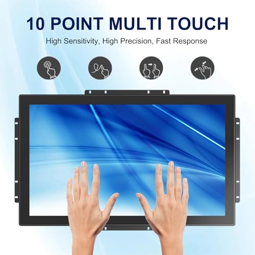 Industrial Open Frame Touch Monitor 23.8 Inch Multi-Touch Screen Display, 1920x1080 Resolution with VESA Mount & Open Bracket Installation, Vending and Digital Signage, 7x24h Work - size: 23.8