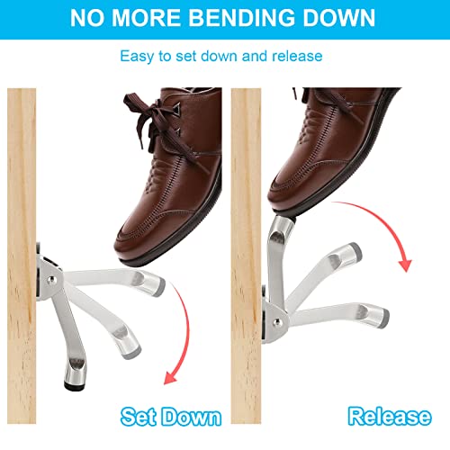 6 Pack Kickdown Door Stop, Commercial Heavy Duty Door Stop, Door Stoppers for Bottom of Door, Kickstand Door Stopper with Rubber Tip and Spring Lever, Easy to Kick Down Door Stop Stopper and Release - color: Silver - 6 Pack