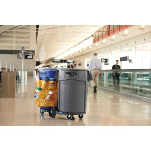 Rubbermaid Commercial Products BRUTE 32G Yellow Vented Trash Container, for Landscapers/Construction Sites/Restaurants/Back of House/Offices/Warehouses/Commercial Environments - color: Yellow, size: 32 Gallon