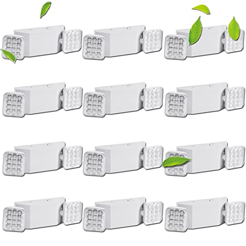 Led Emergency Lights Fixture 12 Pack, LED Emergency Light for Home Power Failure, Commercial LED Emergency Light with Battery Backup, Adjustable 2 Head Emergency Exit Lights, Hardwired - color: 12 Pack