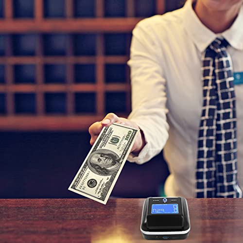 Counterfeit Bill Money Detector Machine with LCD Display, Rechargeable Any Way Direction USD & EUR Bill Checker Machine for Car/Office/Home with Total Value Display