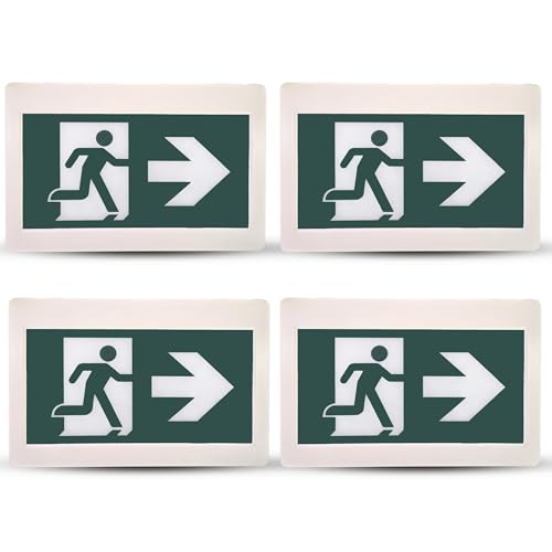 Nothing But LEDs Green Running Man LED Exit Sign with Battery Backup, White | Emergency Exit Light with Double Face, Commercial Grade, 120/347V, Hardwired Exit Lights for Business Indoor, UL, 4-Pack - size: Pack of 4