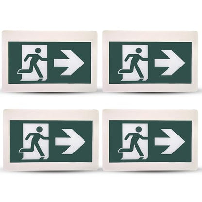 Nothing But LEDs Green Running Man LED Exit Sign with Battery Backup, White | Emergency Exit Light with Double Face, Commercial Grade, 120/347V, Hardwired Exit Lights for Business Indoor, UL, 4-Pack - size: Pack of 4