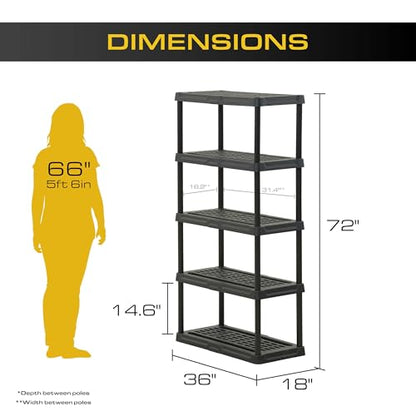 CENTREX 5-Tier Heavy Duty Plastic Storage Shelves for Garage, Black - style: 5-Tier (1 Pack)