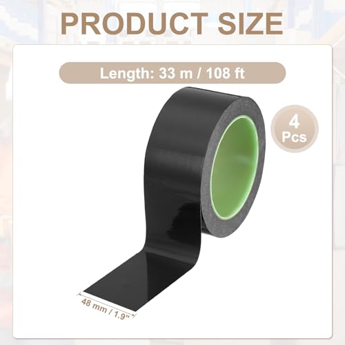 PATIKIL Floor Marking Tape 2 Inch x 110 Ft, 4 Pcs Self-Adhesive Warning Safety Tape Caution Stripe for Walls Floors Pipes Equipment Outdoor, Black - color: Black