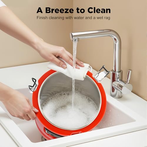 15L/3.96 Gal Insulated Soup Carrier, Stainless Steel Insulated Soup Container Bucket Hot & Cold Thermal Bucket with Lid Commercial Food Warmer for Parties Picnics Cafes Restaurants - color: Red, size: 15L/3.96 Gal