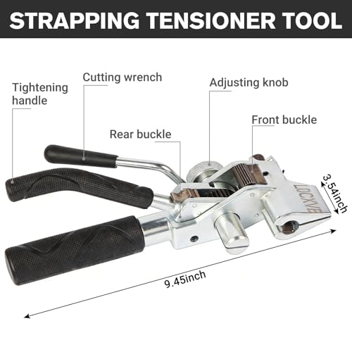 304 Stainless Steel Packaging Packing Machine Kit 3/4" x 100 ft Banding Coil, 100pcs Ear Lokt Buckles, 1pc Strapping Tensioner, 1pc Hammer, 1pc Pliers and One Pair of Gloves Included by LOCXVE