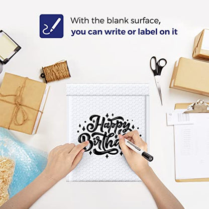 Fuxury Bubble Mailers 8.5x12" 25 Pack Self-Seal Adhesive Padded Envelopes - color: White, size: 8.5x12" 25PC