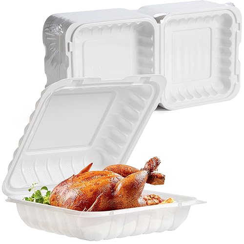 White To Go Containers 8" 34 oz 55 Pack - Shrink Wrap Ready to Use - size: 8 inch 34 oz
