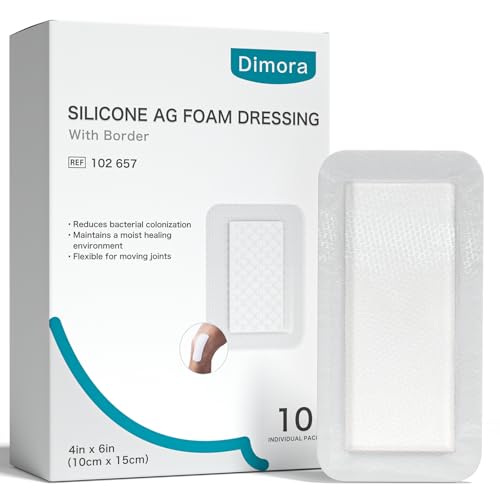 Dimora Silver Silicone Foam Dressing 4"x6" Ag Wound Care - size: 4"x6" Ag(10 PCS)