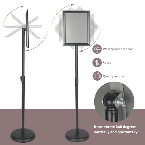 YDisplay Sign Holder Stand with Base 8.5x11inches Pedestal Floor Standing Sign Display Holder Height Adjustable Both Landscape Or Portrait Displayed,Black - size: 8.5×11inches,1pack