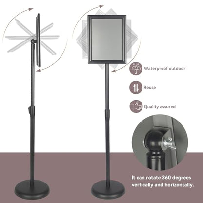YDisplay Sign Holder Stand with Base 8.5x11inches Pedestal Floor Standing Sign Display Holder Height Adjustable Both Landscape Or Portrait Displayed,Black - size: 8.5×11inches,1pack