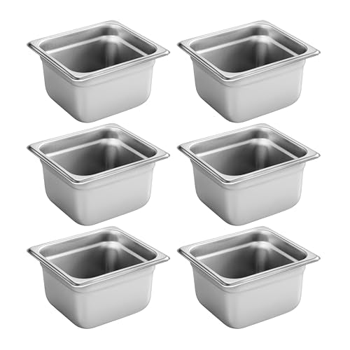 New Star Foodservice 1/6 Size Stainless Steel Steam Table Pan - size: 1/6, style: 4" Deep