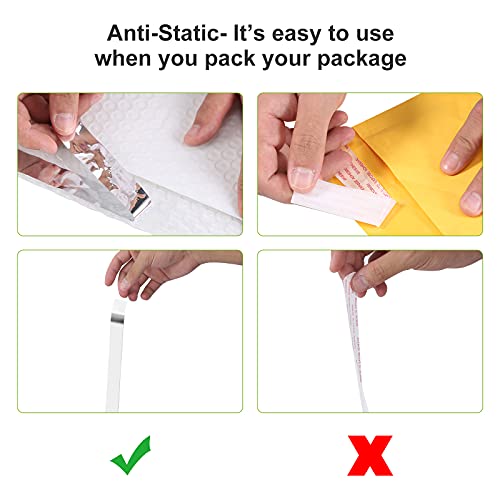 #0 7x9 Inch Poly Bubble Mailers, Padded Envelopes Bags with Peel and Seal for CD, Gift, Packing and Shipping, Keep Safe and Protected, Black (Usable Size: 6x9 Inch) (25, White) - color: White