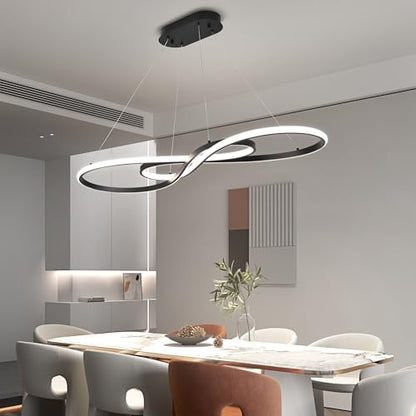 Modern LED Pendant Light, Black, Dimmable Chandelier - color: Black