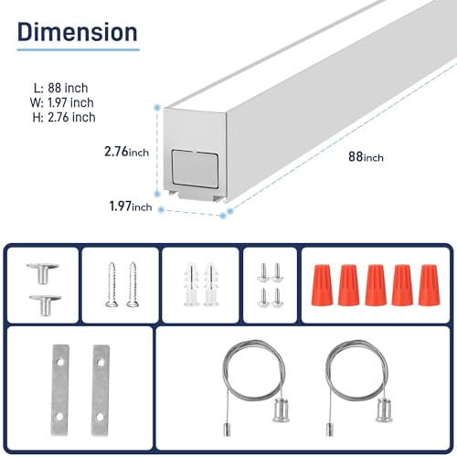 hykolity 8FT Linkable LED Linear Light, 80W 9600LM 3CCT 3000K/4000K/5000K - color: Silver, size: 8FT-4Pack
