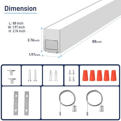 hykolity 8FT Linkable LED Linear Light, 80W 9600LM 3CCT 3000K/4000K/5000K - color: Silver, size: 8FT-4Pack
