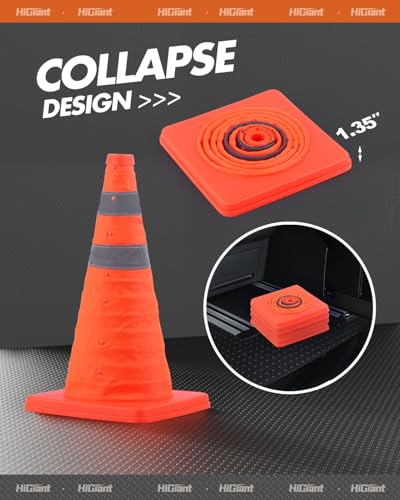 HiGiant 4 Pack 18" Collapsible Traffic Safety Cones, Orange Cones - size: 18inch