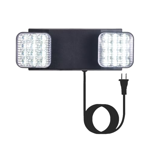 GZRUIYANG LED Emergency Lights with Battery Backup, Commercial Emergency Light Fixtures for Business Home Power Failure Emergency Exit Sign Lighting with 1.0 Meter Plug, Black - color: Black with Plug, size: 1 Pack