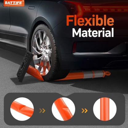 BATTIFE 8 Pack 36 Inch Traffic Delineator Posts with Base, Orange - size: 36 Inch