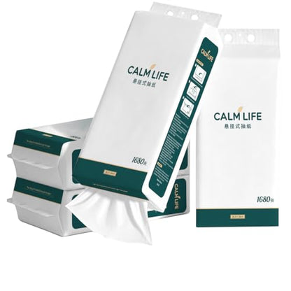 Soft Facial Tissues 4-Ply Hanging Design, 4 Pack (6,720 Sheets Total) Tissues for Bathroom, Kitchen, and Car Ultra Soft, High-Capacity Wall Mount Space-Saving Paper Tissue - size: 1680 Count (Pack of 4)