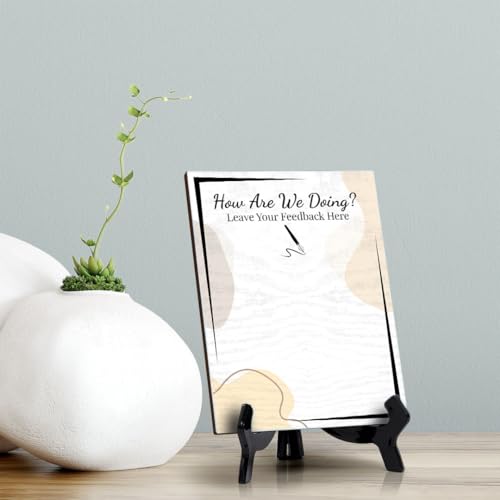 How Are We Doing? Leave Your Feedback Here 6x8 Dry Wipe Table Sign Easy Installation | Restaurant & Bar | Customer Input | No Pen Included - style: How are We Doing?