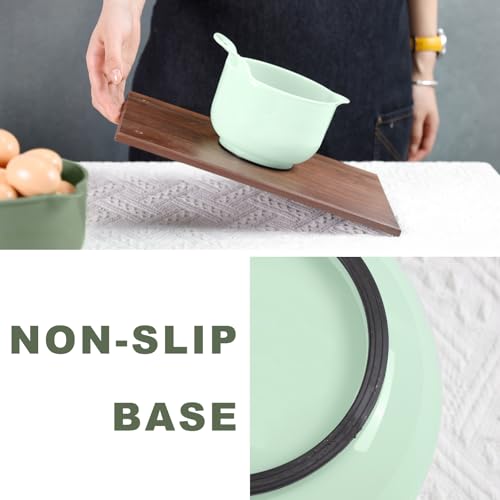 BoxedHome 4 Pack Nesting Mixing Bowl with Pour Spout and Handle, BPA free Microwave & Dishwasher Safe(Green/Blue, 4 Pack with Handle) - color: Green/Blue