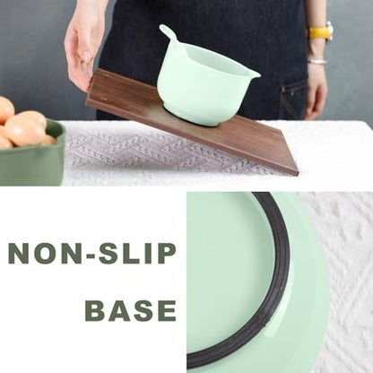 BoxedHome 4 Pack Nesting Mixing Bowl with Pour Spout and Handle, BPA free Microwave & Dishwasher Safe(Green/Blue, 4 Pack with Handle) - color: Green/Blue