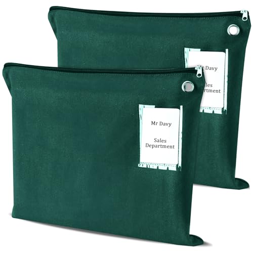 2 Pcs Canvas Mail Zipper Bags 18" x 14", Green - color: Green