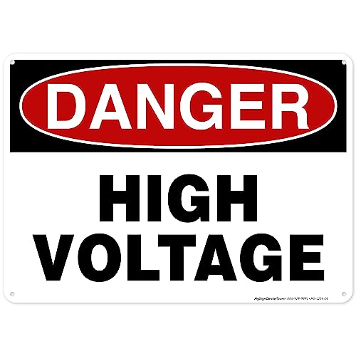 Danger High Voltage Sign, 10x14 Inches, 55 mil thick HDPE (high density - size: 10x14 - Polyethylene
