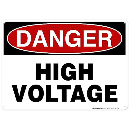Danger High Voltage Sign, 10x14 Inches, 55 mil thick HDPE (high density - size: 10x14 - Polyethylene