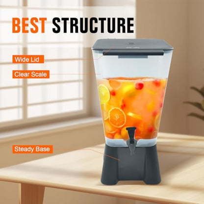 Hakka 5 Gallon Beverage Dispenser, Commercial Drink Dispenser for Parties 19L Plastic Juice Dispenser with Stand and Spigot Catering Supplies for Buffets, Restaurants - size: 5 Gallon