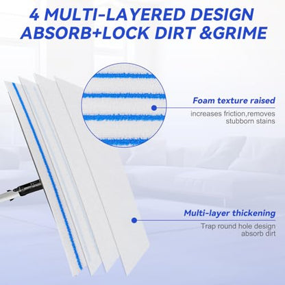 Replacement Disposable Microfiber Pad Fit for Rubbermaid Quick Connect Mop System - 50 Pack Wet & Dry Commercial Cleaning Refills with Scrubbing/Scouring Stripes Fit for Any Flat System 17 and 18 Inch - color: 18 Inch-50pack-blue&white-disposable