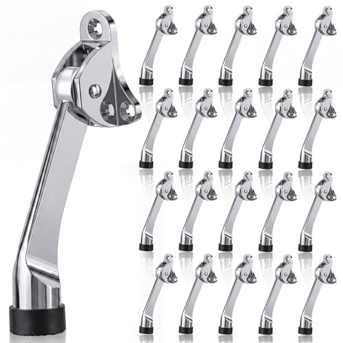 20 Pack Kickdown Door Stopper, 5" Metal with Rubber Tip