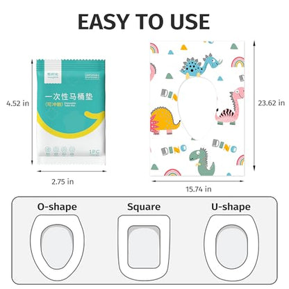 Dinosaur Toilet Seat Covers Disposable 100 Pack,Large Waterproof Potty Covers for Kids,Travel-Friendly Individual Packs,Perfect for Toddlers’ Potty Training in Public Restrooms - size: 100 Pack