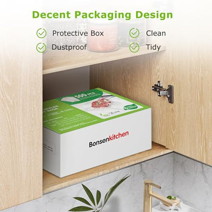 Bonsenkitchen Precut Vacuum Sealer Bags, 500 Pint 6" x 9" Food Sealer Bags - size: 6" x 9" 500pcs